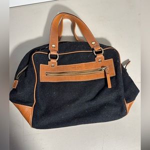 Kate Spade New York Grey Wool & Leather Trimmed Handle Bag W/Gold Tone Hardware